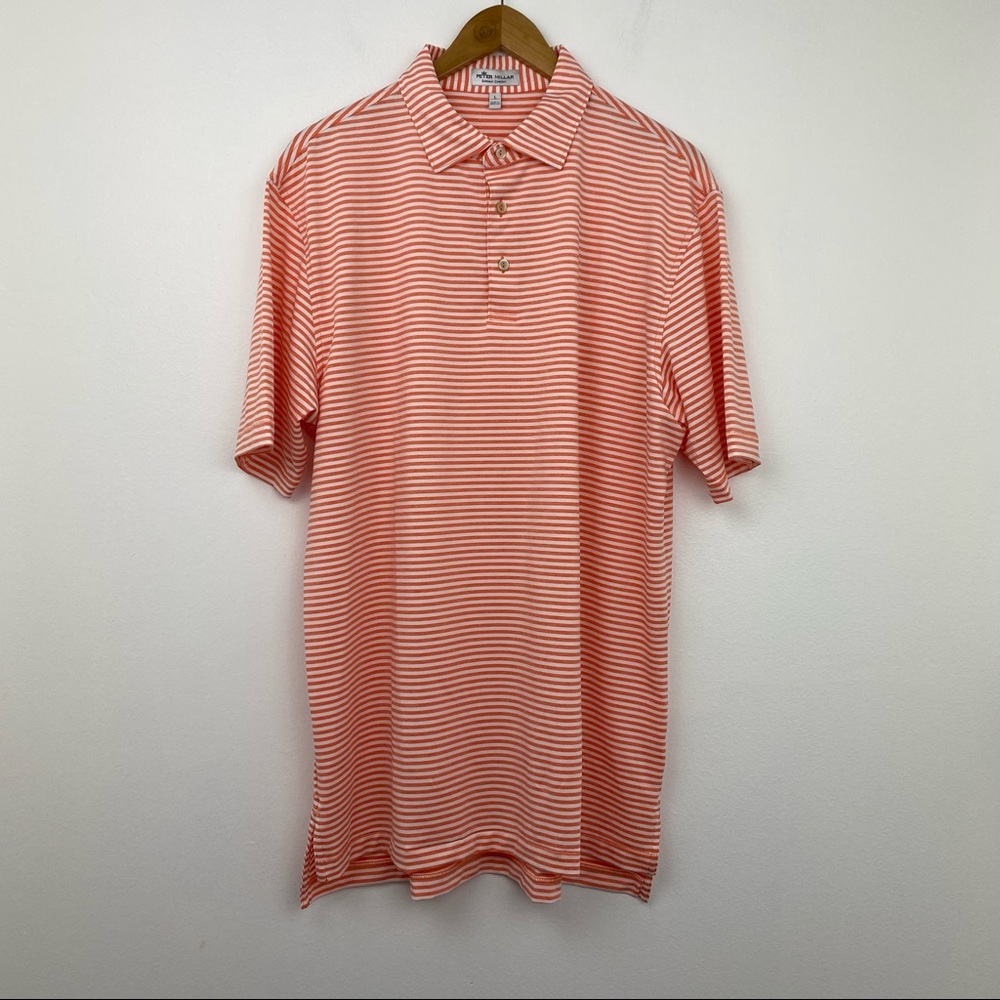 Peter Millar Red and White Striped Polo Shirt
